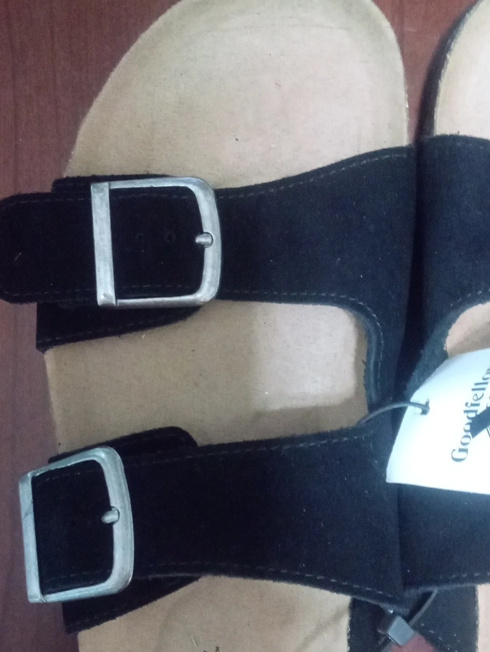 Goodfellow & Co Black Double-Buckle Suede Slides NWT $40